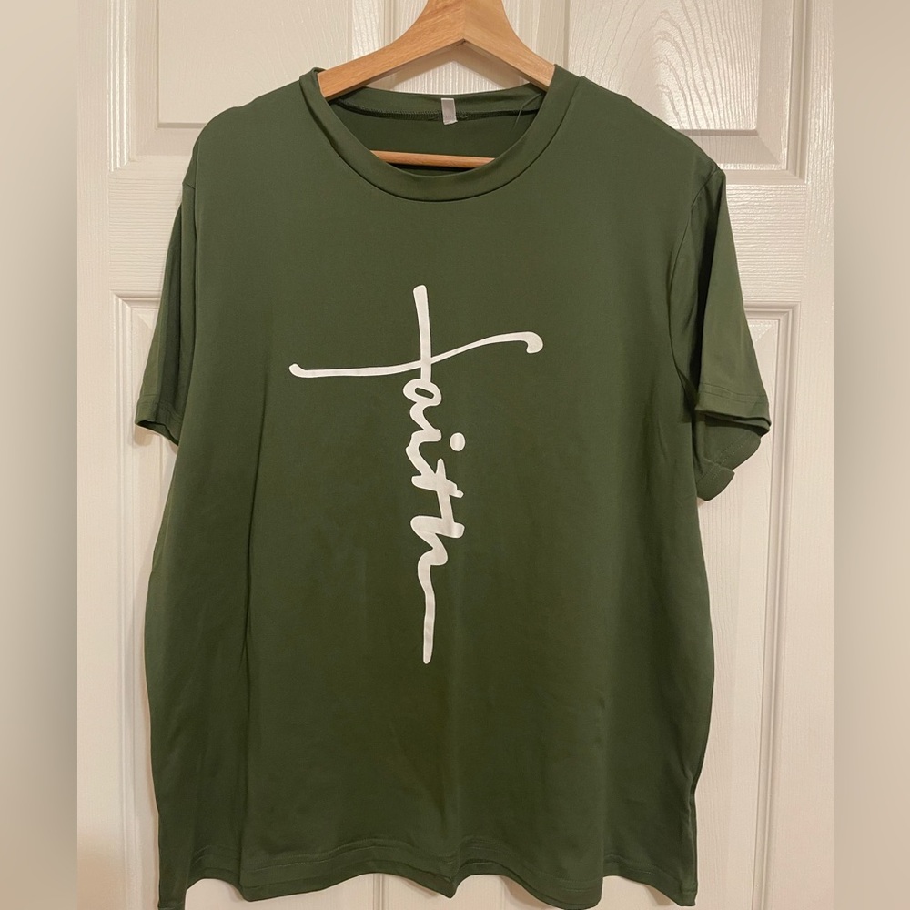 Amazon Olive Green Faith Script Crew Tee And Shorts